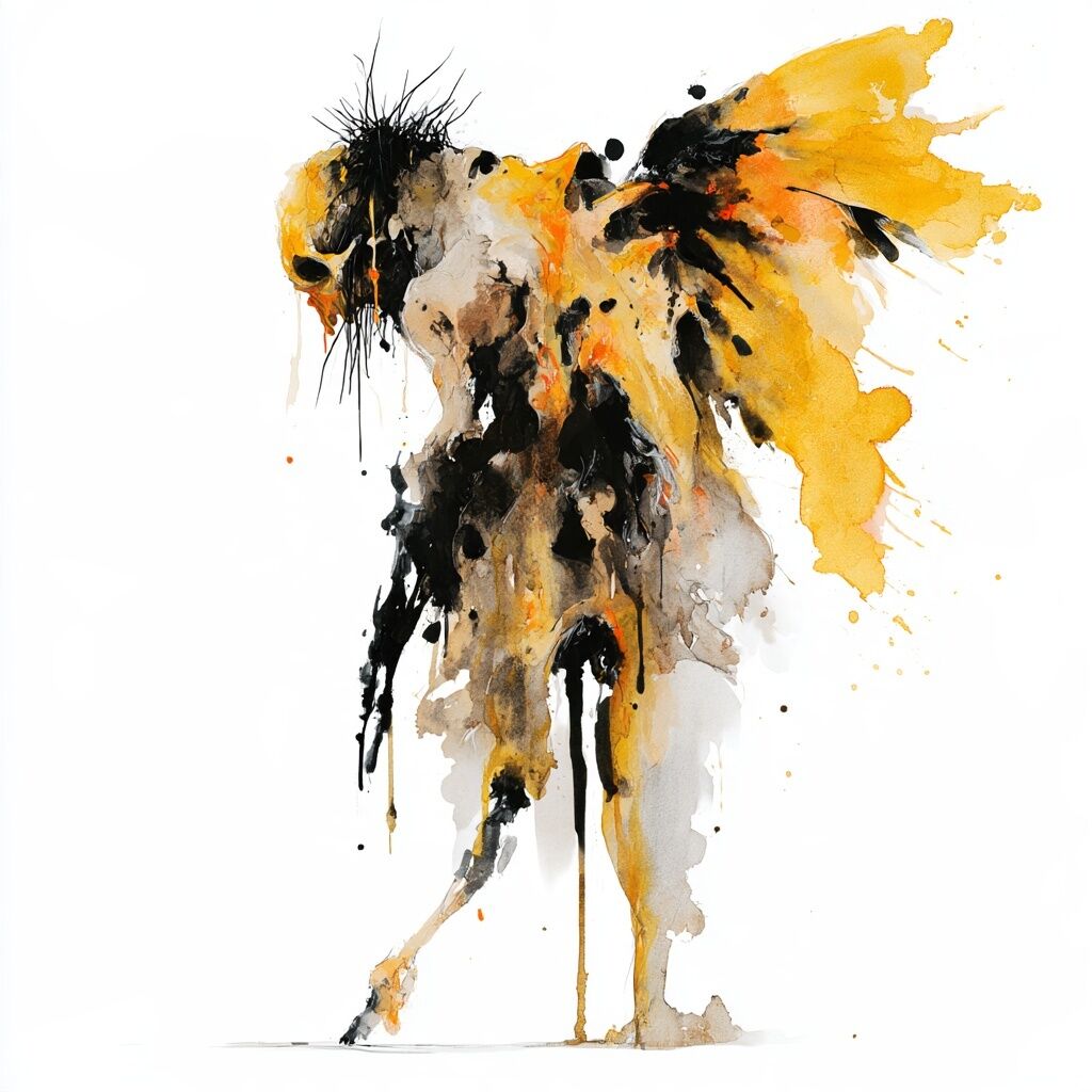 Ghostly dripping ink-wash figure study by XZanthia on white paper (piece 21 of 22)