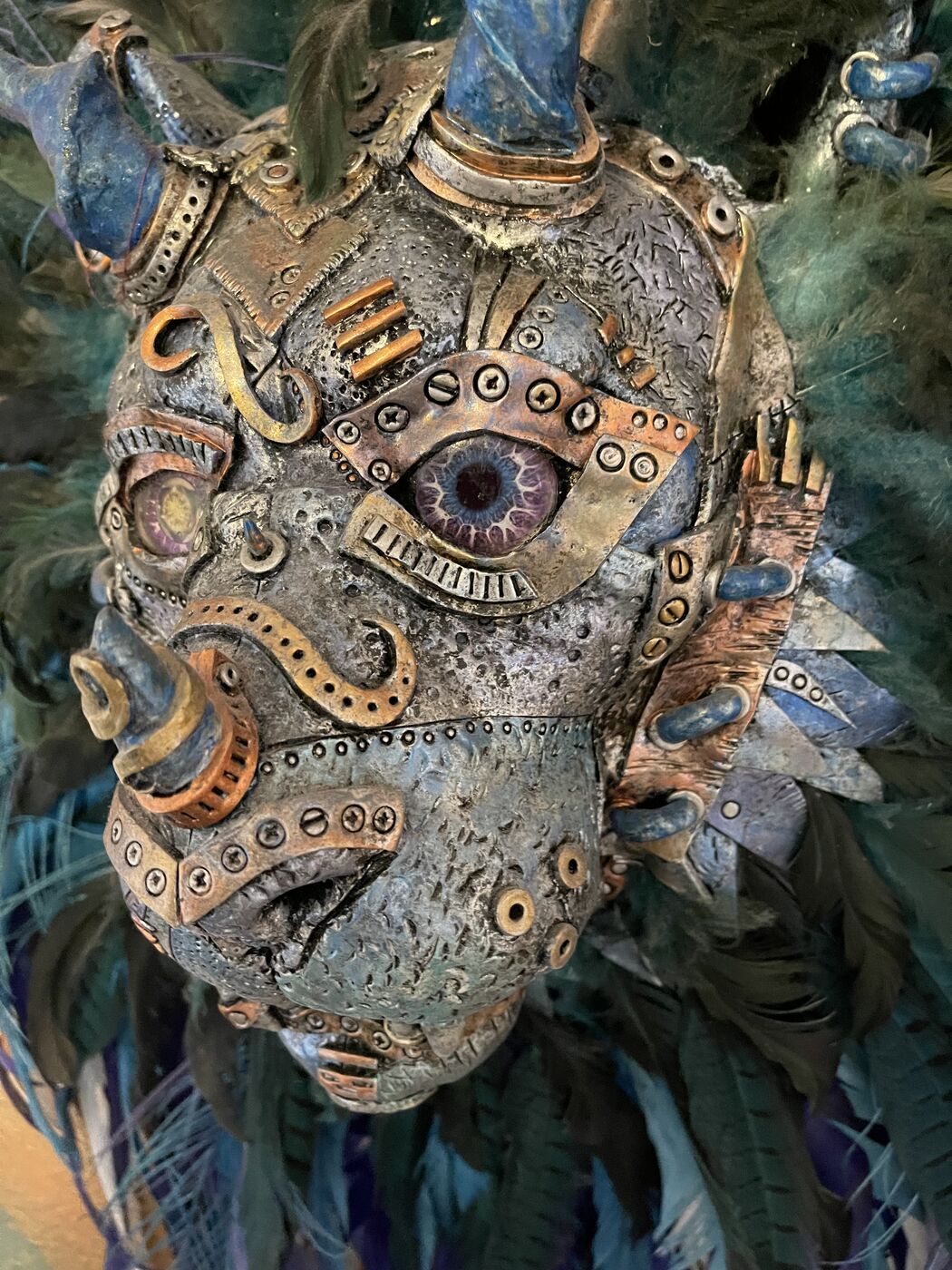 Steampunk cyclops mask by XZanthia with brass gears