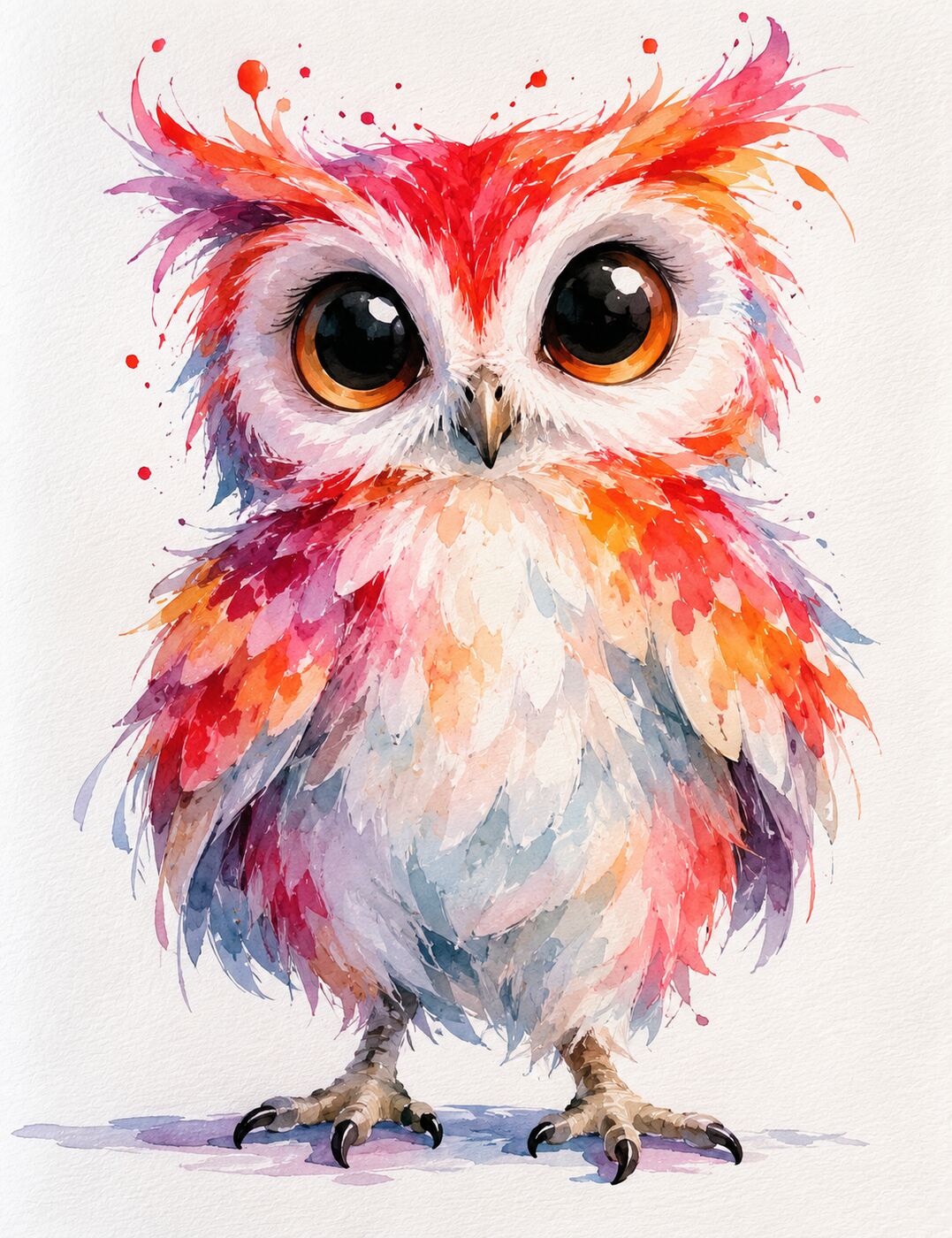 Florida wildlife watercolor by XZanthia — a splashy big-eyed owl (piece 10 of 24)