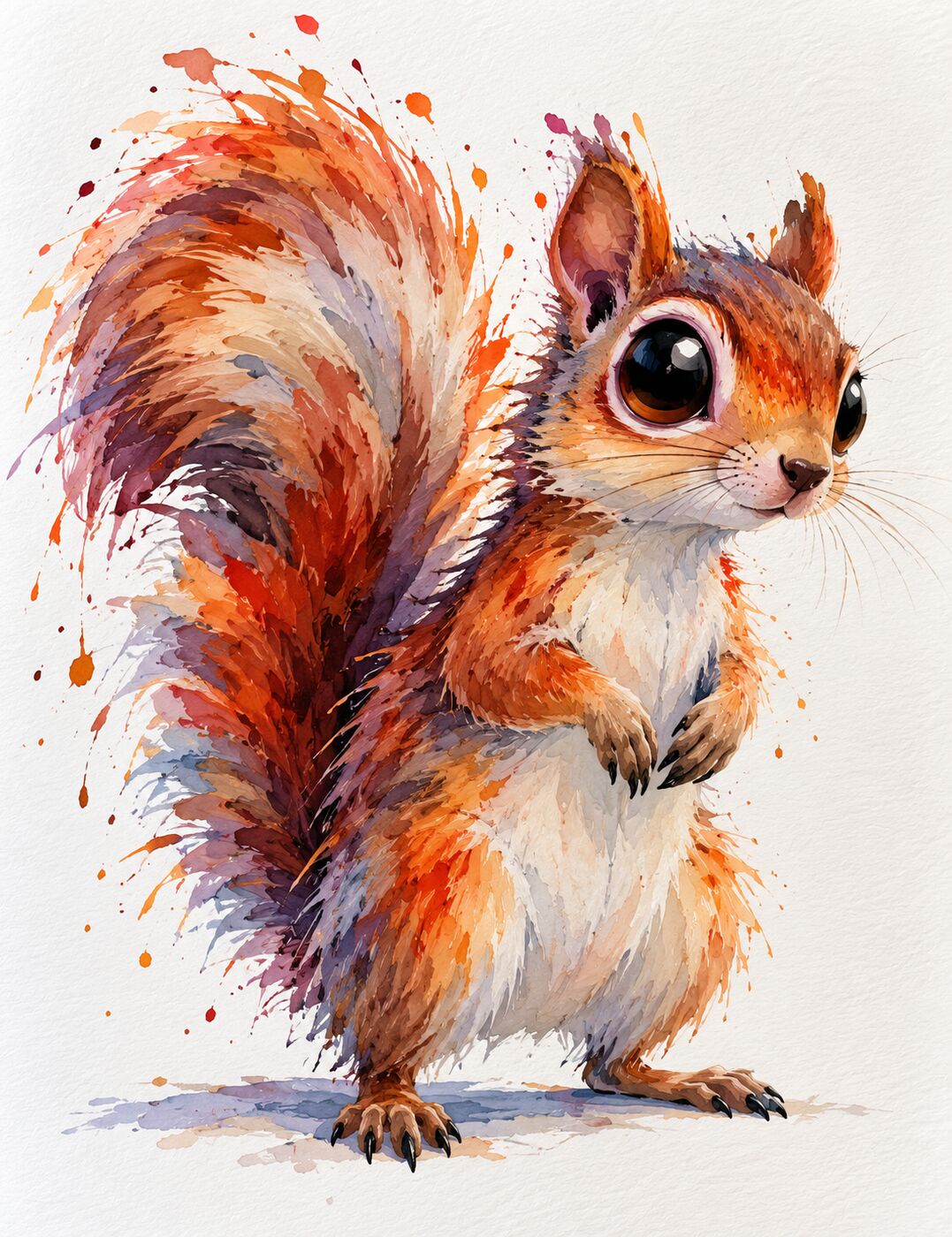 Florida wildlife watercolor by XZanthia — a splashy big-eyed squirrel (piece 18 of 24)