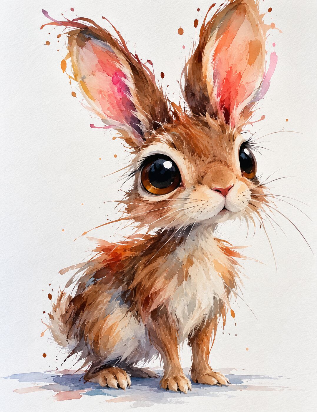 Florida wildlife watercolor by XZanthia — a splashy big-eyed marsh rabbit (piece 24 of 24)