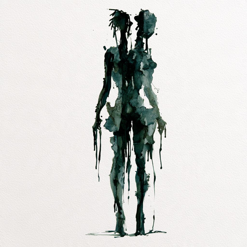 Ghostly dripping ink-wash figure study by XZanthia on white paper (piece 2 of 22)