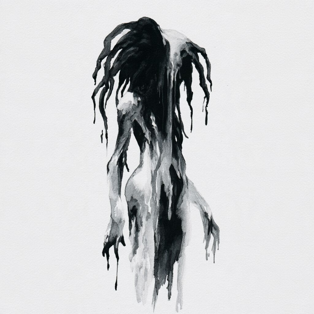 Ghostly dripping ink-wash figure study by XZanthia on white paper (piece 5 of 22)
