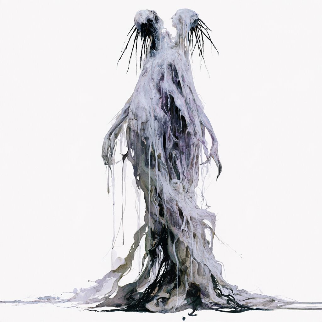 Ghostly dripping ink-wash figure study by XZanthia on white paper (piece 7 of 22)