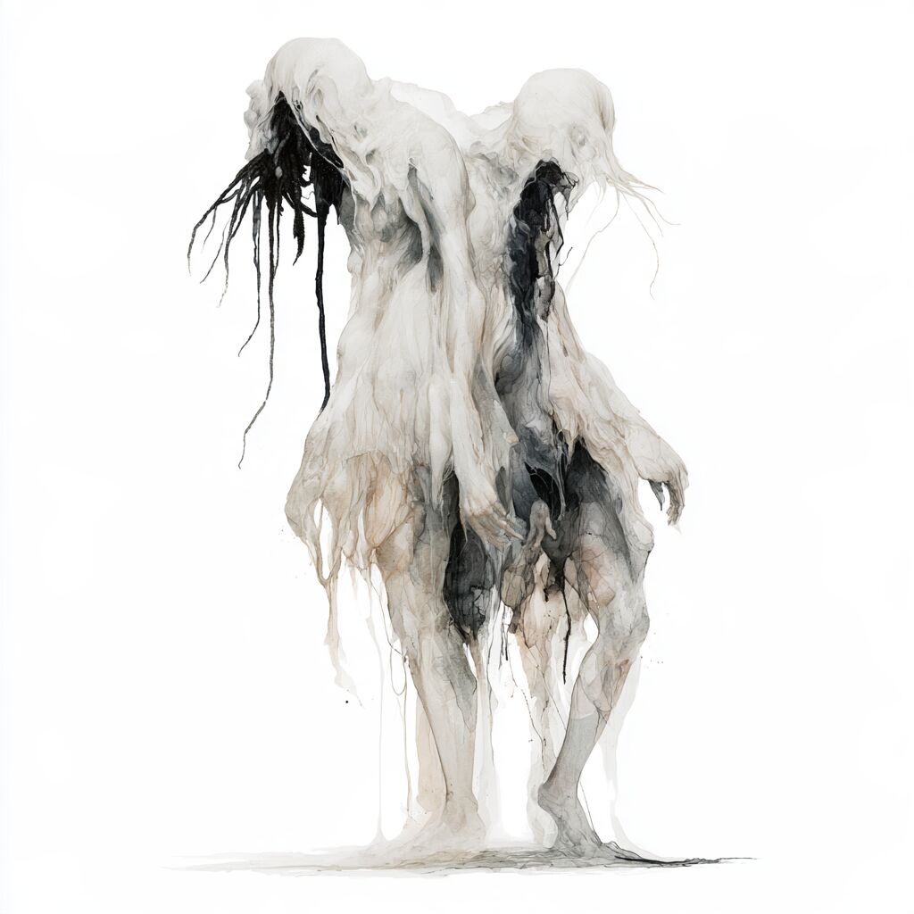Ghostly dripping ink-wash figure study by XZanthia on white paper (piece 8 of 22)