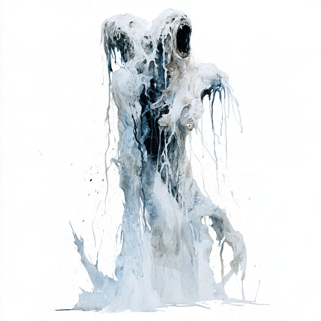 Ghostly dripping ink-wash figure study by XZanthia on white paper (piece 11 of 22)
