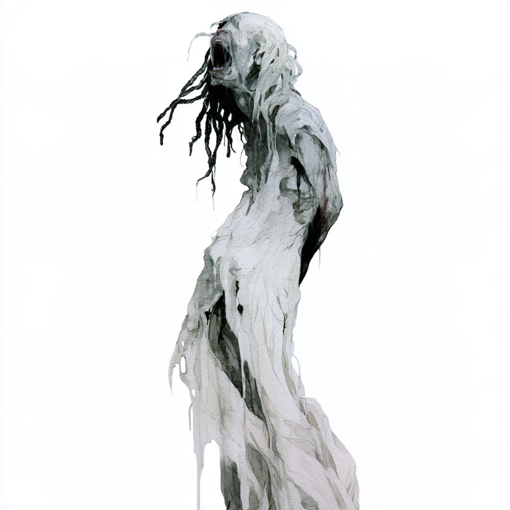 Ghostly dripping ink-wash figure study by XZanthia on white paper (piece 12 of 22)