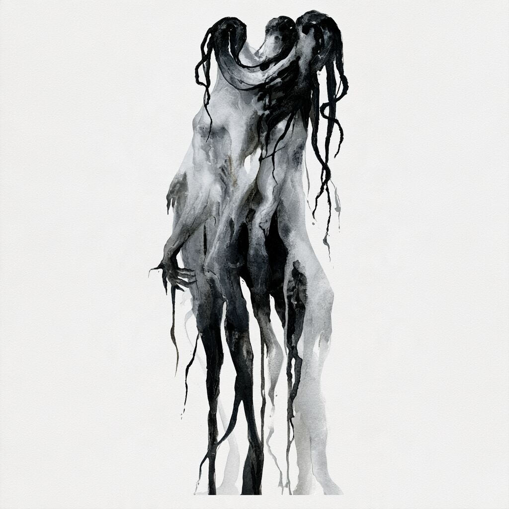 Ghostly dripping ink-wash figure study by XZanthia on white paper (piece 13 of 22)