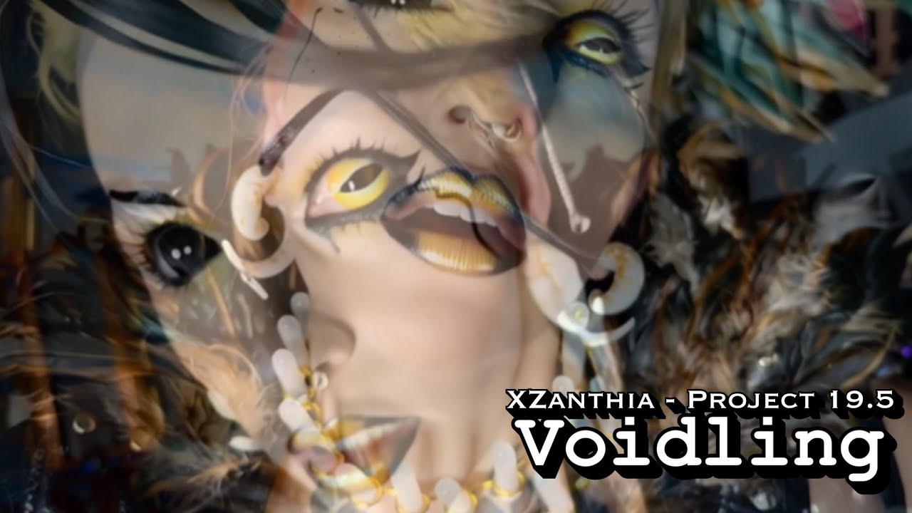 XZanthia in the Voidling music video, face half-masked in bone-white